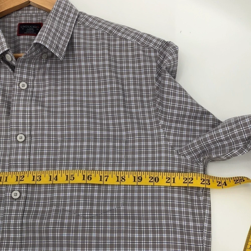 Untuckit Size L Long Sleeve Button Down Wrinkle Free 100% Cotton Maschitano